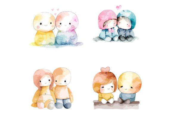 Download Cute Watercolor Baby Couple Love PNG - Love png Collection