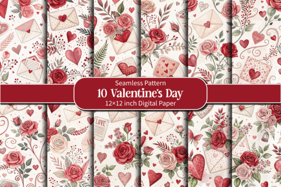 Download Romantic Hearts, Roses Valentine Pattern - Premium Resources